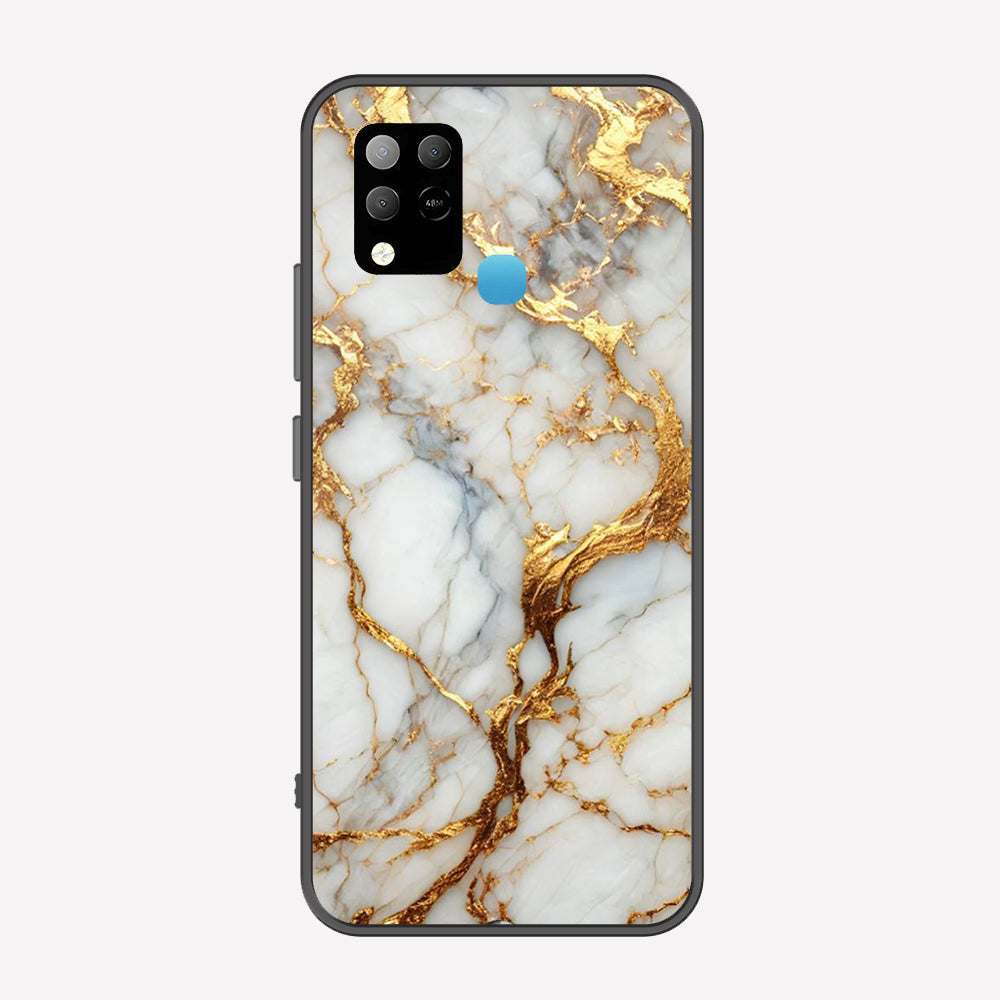 Infinix Hot 10T Cover - Luxury Gold Marble Series - Premium Printed Metal soft Bumper shock Proof Case
