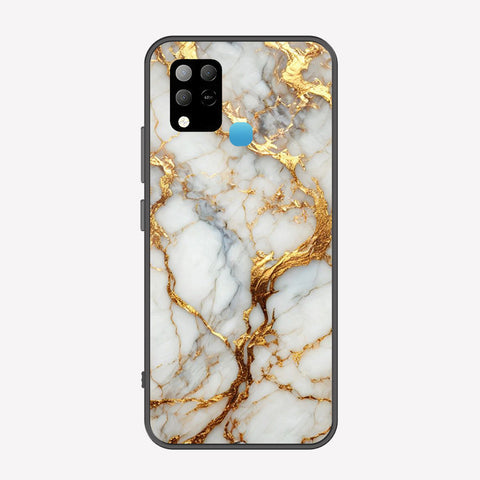 Infinix Hot 10T Cover - Luxury Gold Marble Series - Premium Printed Metal soft Bumper shock Proof Case