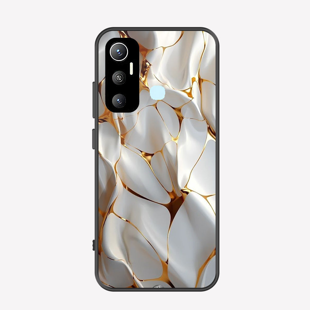 Infinix Hot 11 Cover - Luxury Gold Marble Series - Premium Printed Metal soft Bumper shock Proof Case