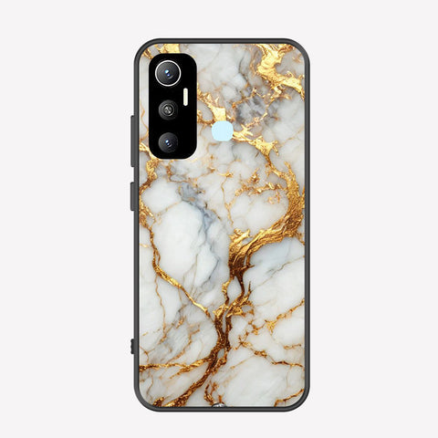 Infinix Hot 11 Cover - Luxury Gold Marble Series - Premium Printed Metal soft Bumper shock Proof Case