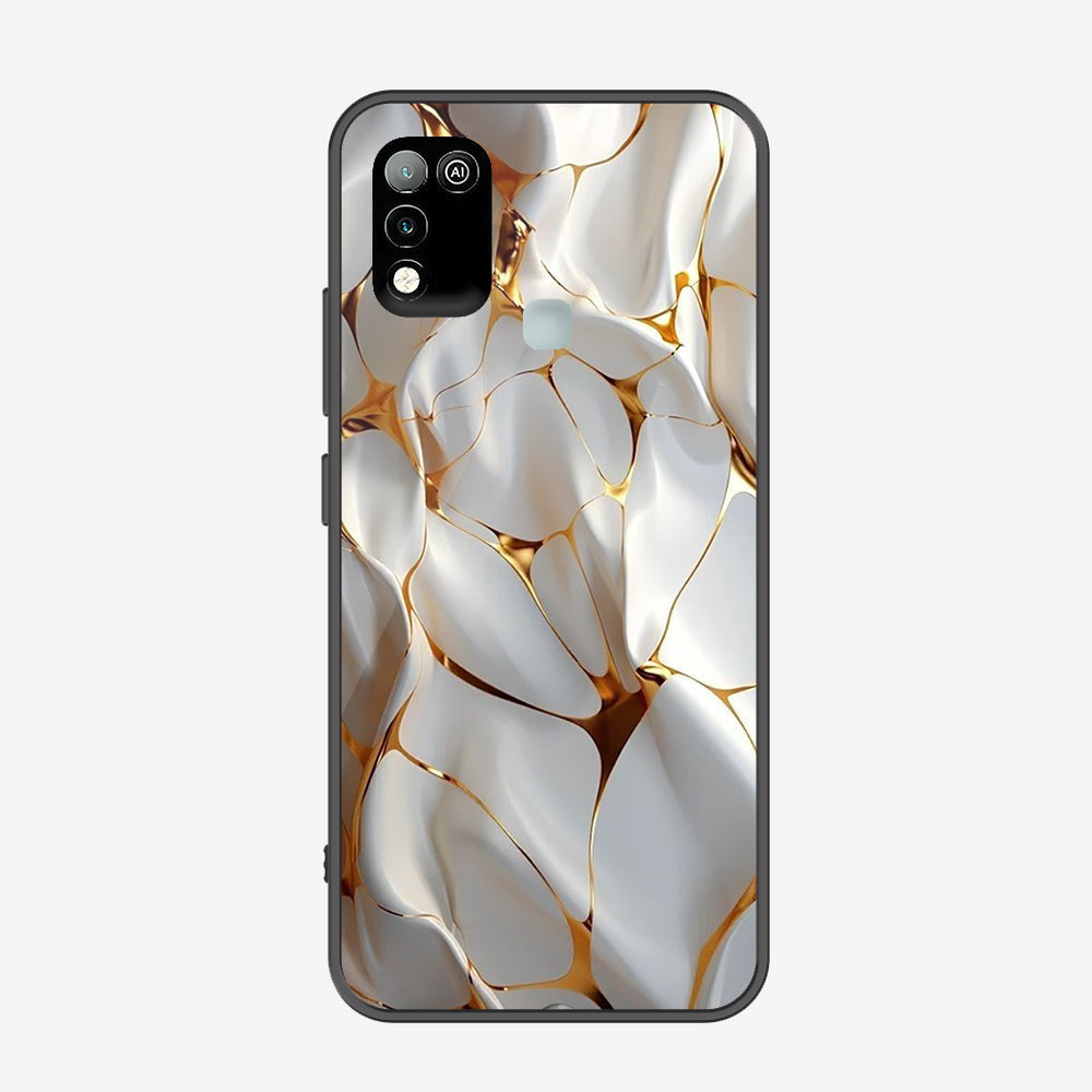 Infinix Hot 9 Play Cover - Luxury Gold Marble Series - Premium Printed Metal soft Bumper shock Proof Case