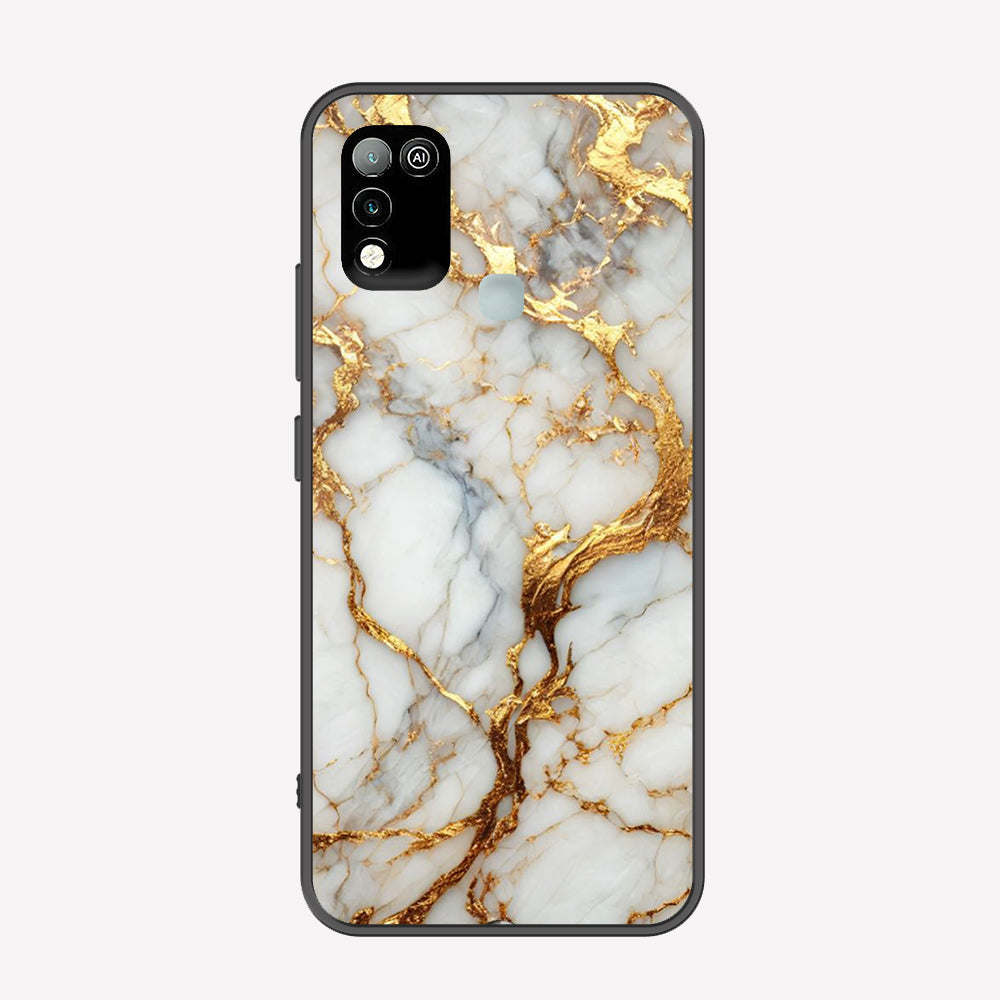 Infinix Hot 11 Play Cover - Luxury Gold Marble Series - Premium Printed Metal soft Bumper shock Proof Case