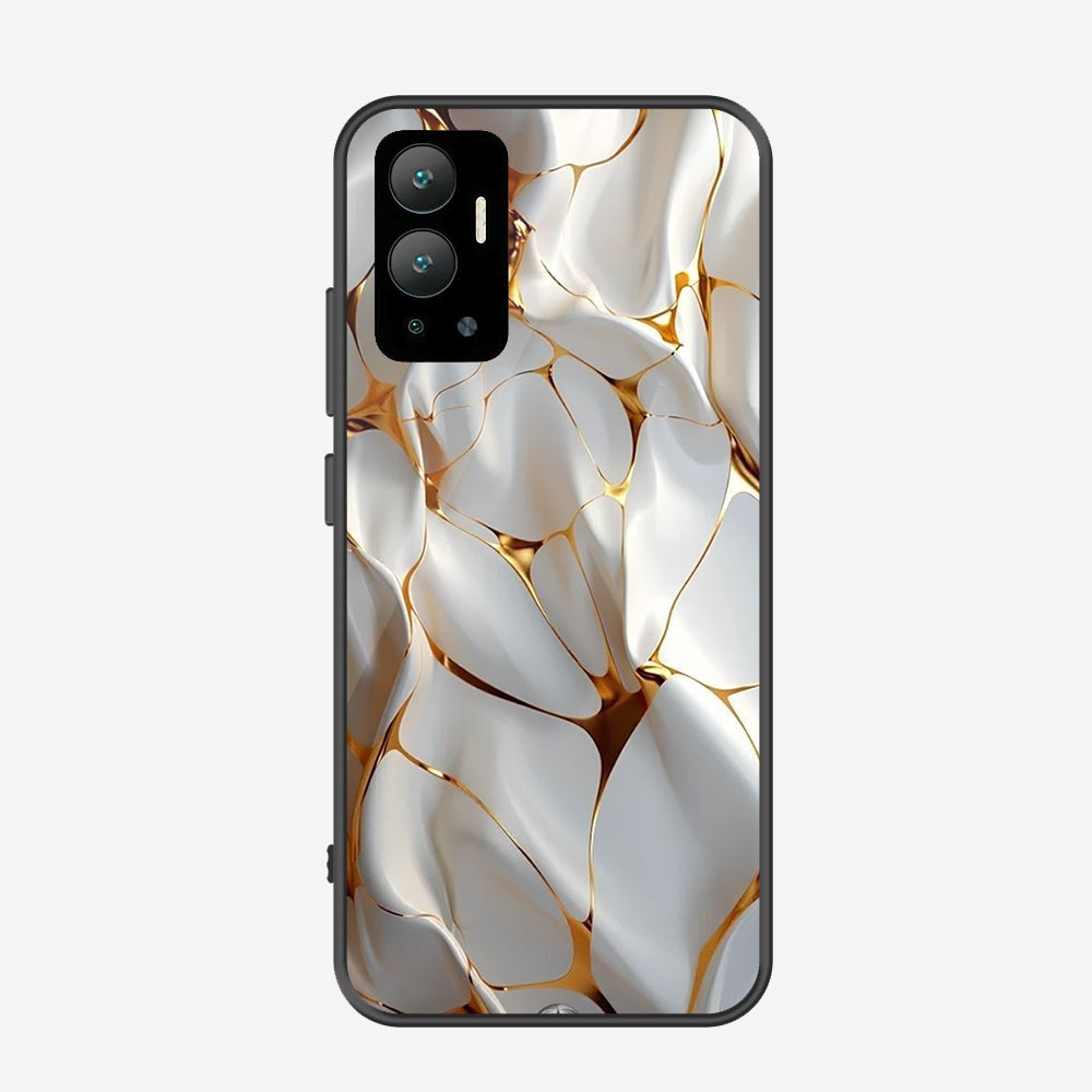 Infinix Hot 12 Cover - Luxury Gold Marble Series - Premium Printed Metal soft Bumper shock Proof Case