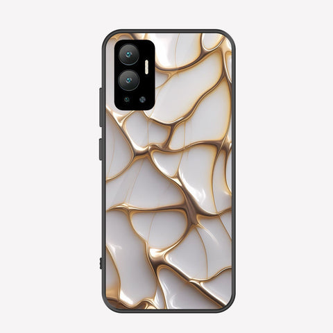 Infinix Hot 12 Cover - Luxury Gold Marble Series - Premium Printed Metal soft Bumper shock Proof Case