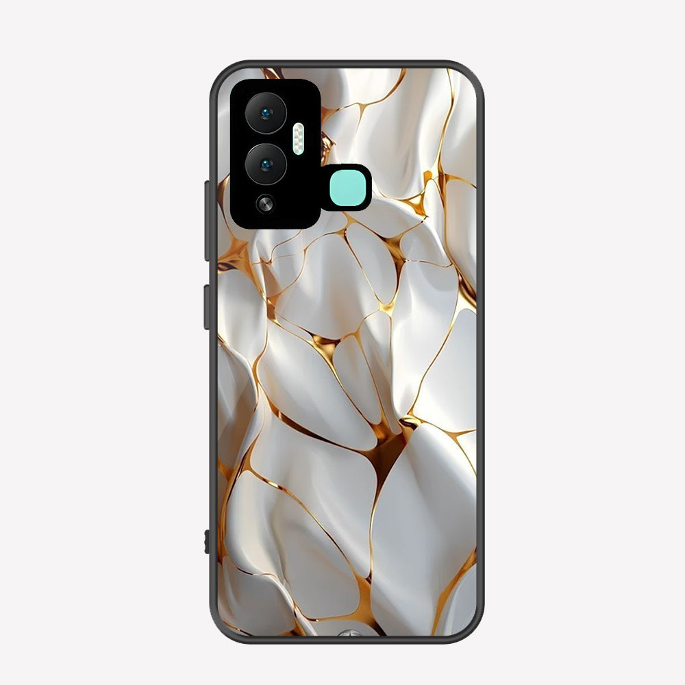 Infinix Hot 12i Cover - Luxury Gold Marble Series - Premium Printed Metal soft Bumper shock Proof Case