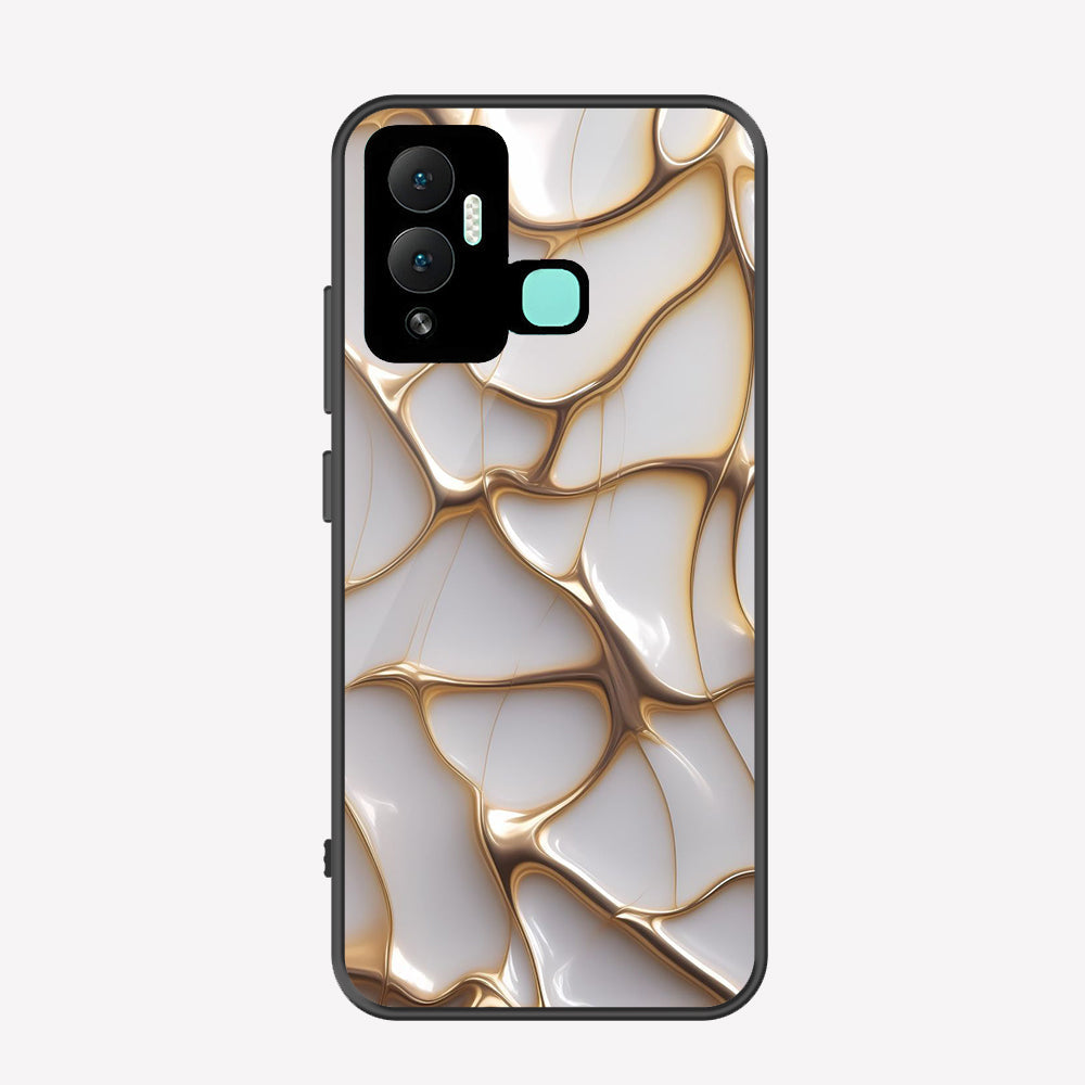 Infinix Hot 12i Cover - Luxury Gold Marble Series - Premium Printed Metal soft Bumper shock Proof Case