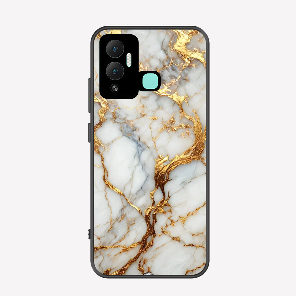 Infinix Hot 12i Cover - Luxury Gold Marble Series - Premium Printed Metal soft Bumper shock Proof Case