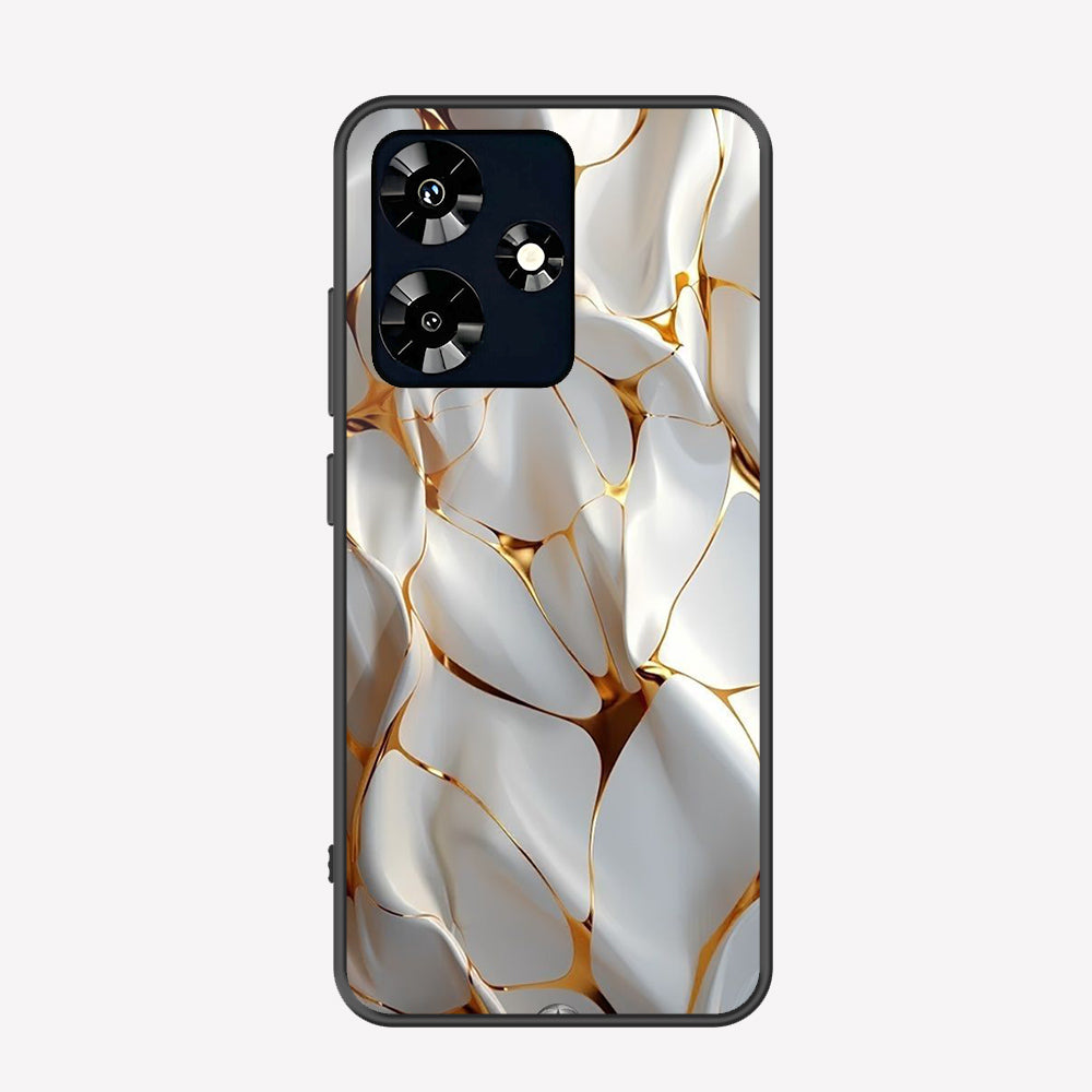 Infinix Hot 30 Cover - Luxury Gold Marble Series - Premium Printed Metal soft Bumper shock Proof Case