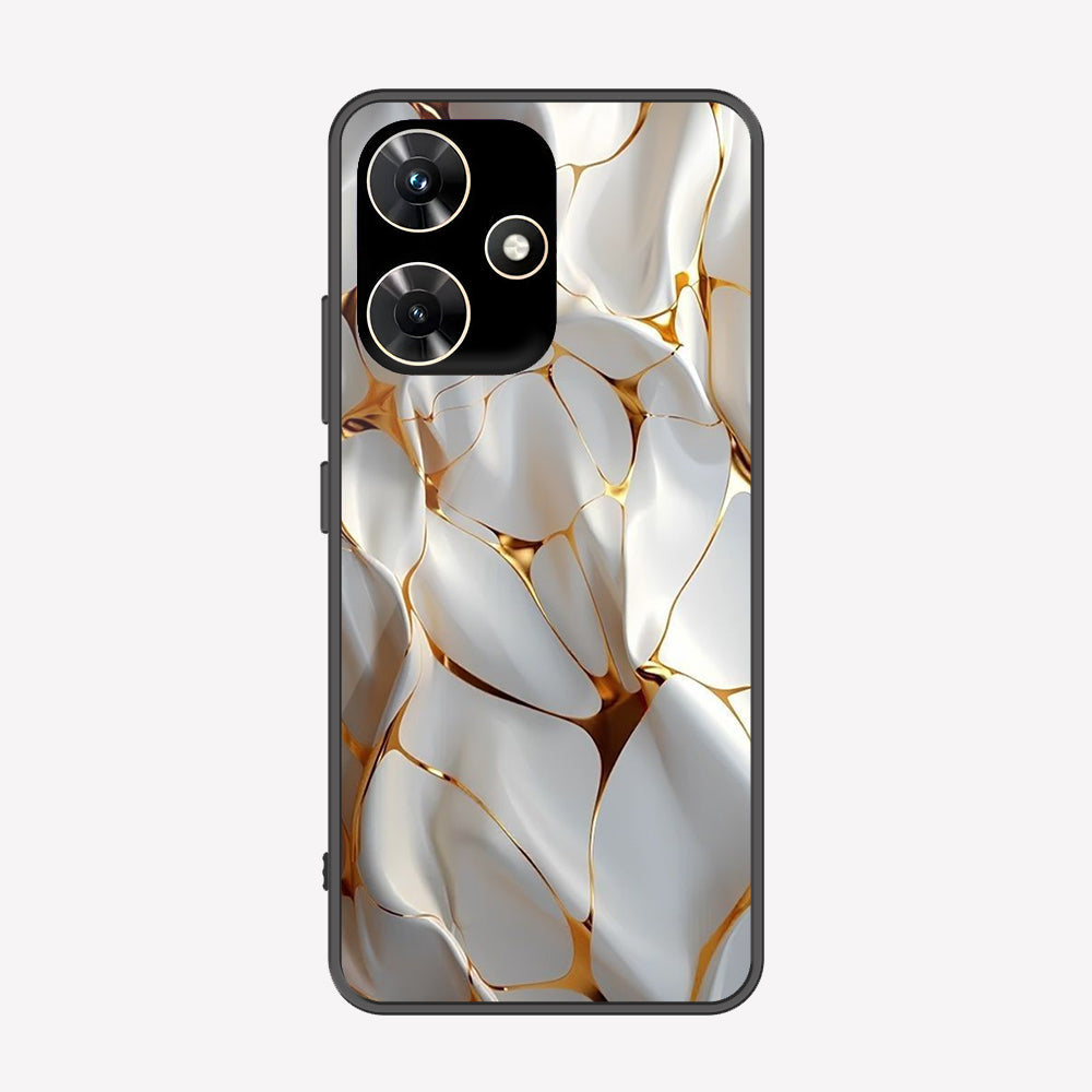 Infinix Hot 30i Cover - Luxury Gold Marble Series - Premium Printed Metal soft Bumper shock Proof Case