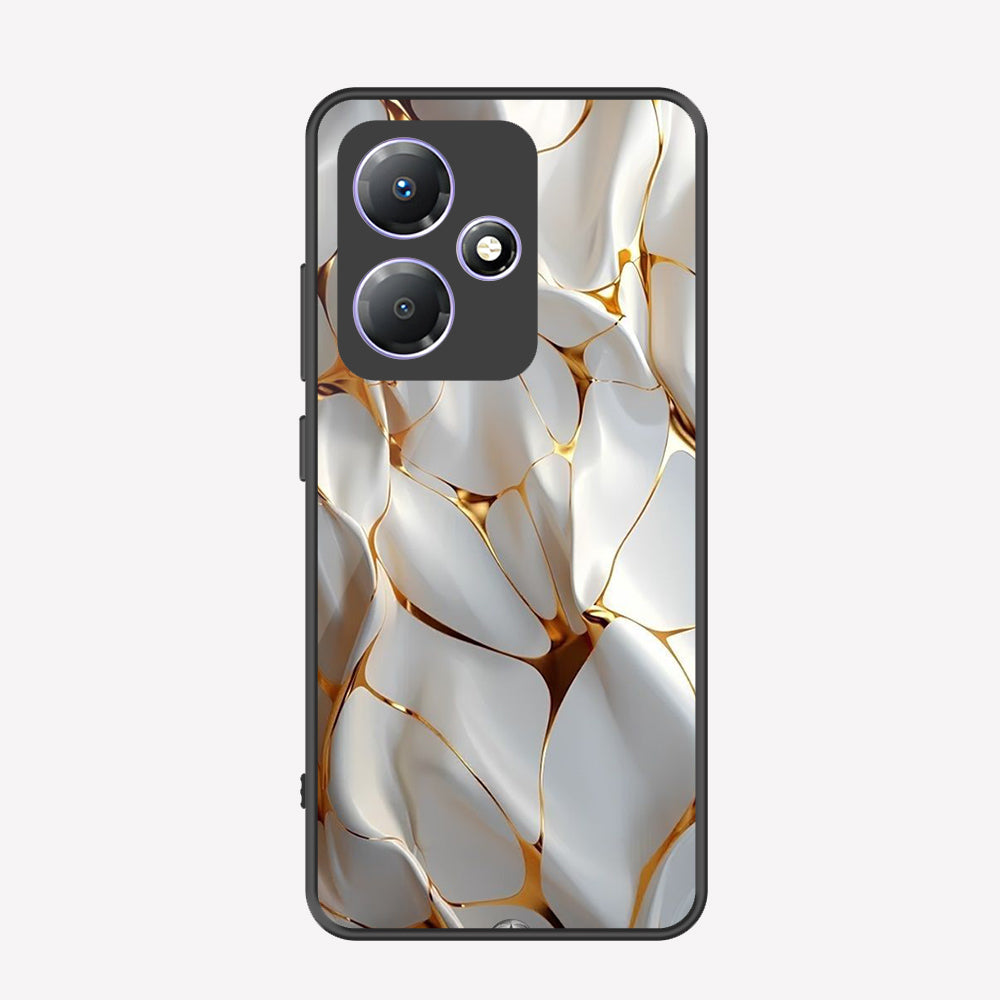 Infinix Hot 30 Play Cover - Luxury Gold Marble Series - Premium Printed Metal soft Bumper shock Proof Case