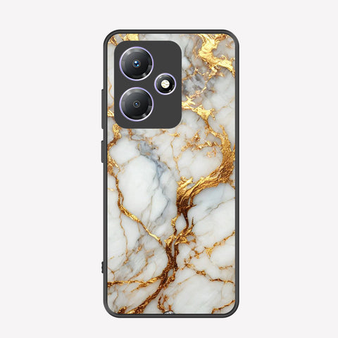 Infinix Hot 30 Play Cover - Luxury Gold Marble Series - Premium Printed Metal soft Bumper shock Proof Case