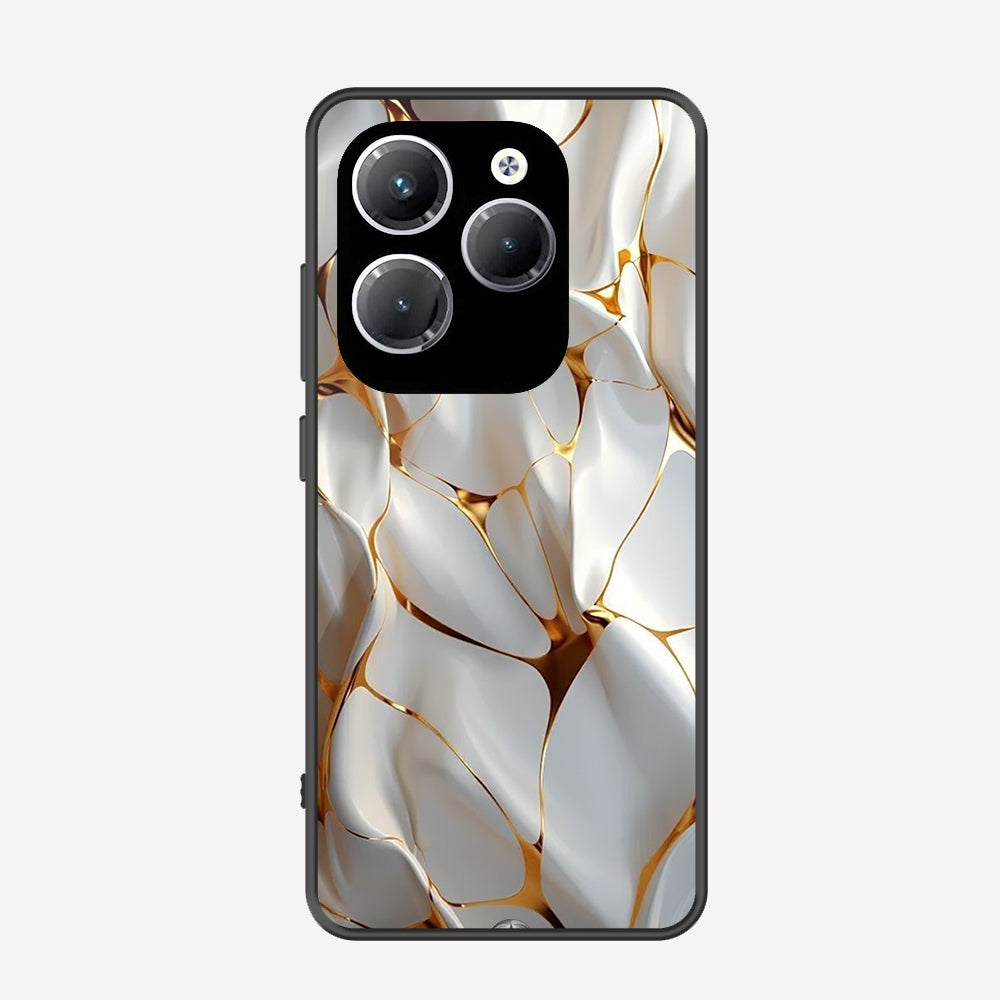 Infinix Hot 40 Pro Cover - Luxury Gold Marble Series - Premium Printed Metal soft Bumper shock Proof Case