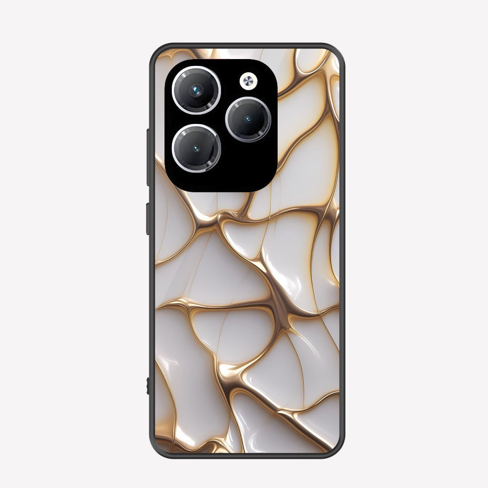 Infinix Hot 40 Pro Cover - Luxury Gold Marble Series - Premium Printed Metal soft Bumper shock Proof Case