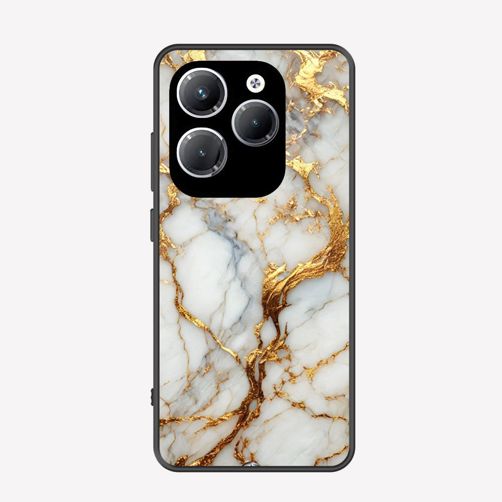 Infinix Hot 40 Pro Cover - Luxury Gold Marble Series - Premium Printed Metal soft Bumper shock Proof Case