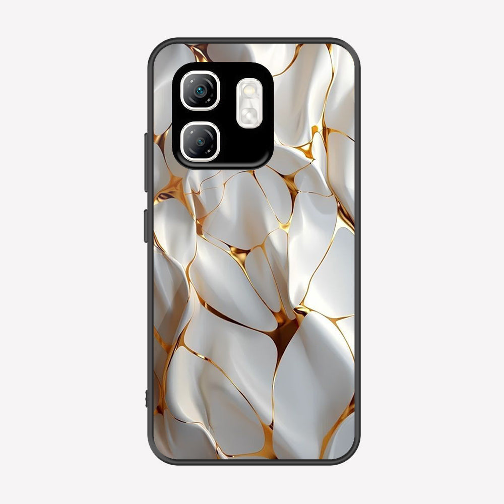 Infinix Hot 50i Cover - Luxury Gold Marble Series - Premium Printed Metal soft Bumper shock Proof Case