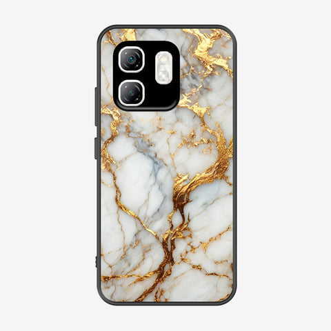 Infinix Hot 50i Cover - Luxury Gold Marble Series - Premium Printed Metal soft Bumper shock Proof Case