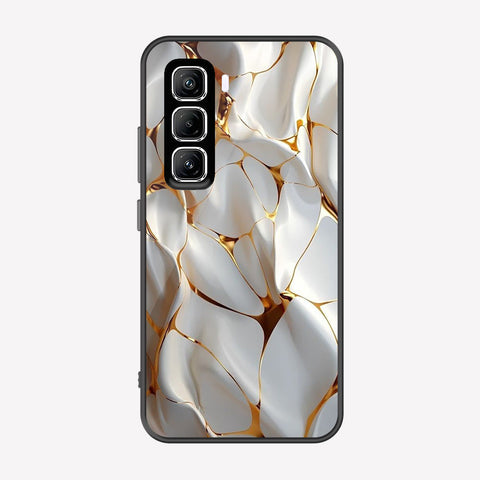 Infinix Hot 50 Pro Cover - Luxury Gold Marble Series - Premium Printed Metal soft Bumper shock Proof Case