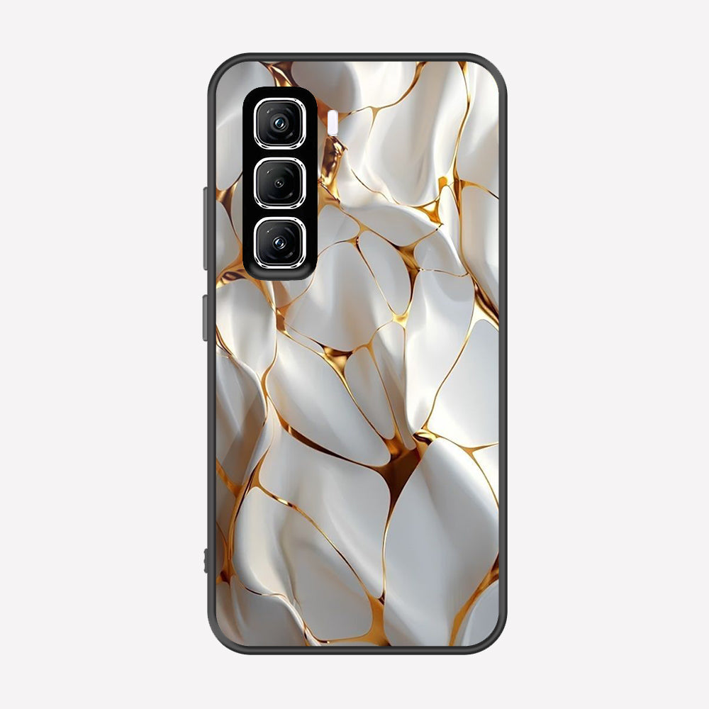 Infinix Hot 50 Pro Plus Cover - Luxury Gold Marble Series - Premium Printed Metal soft Bumper shock Proof Case