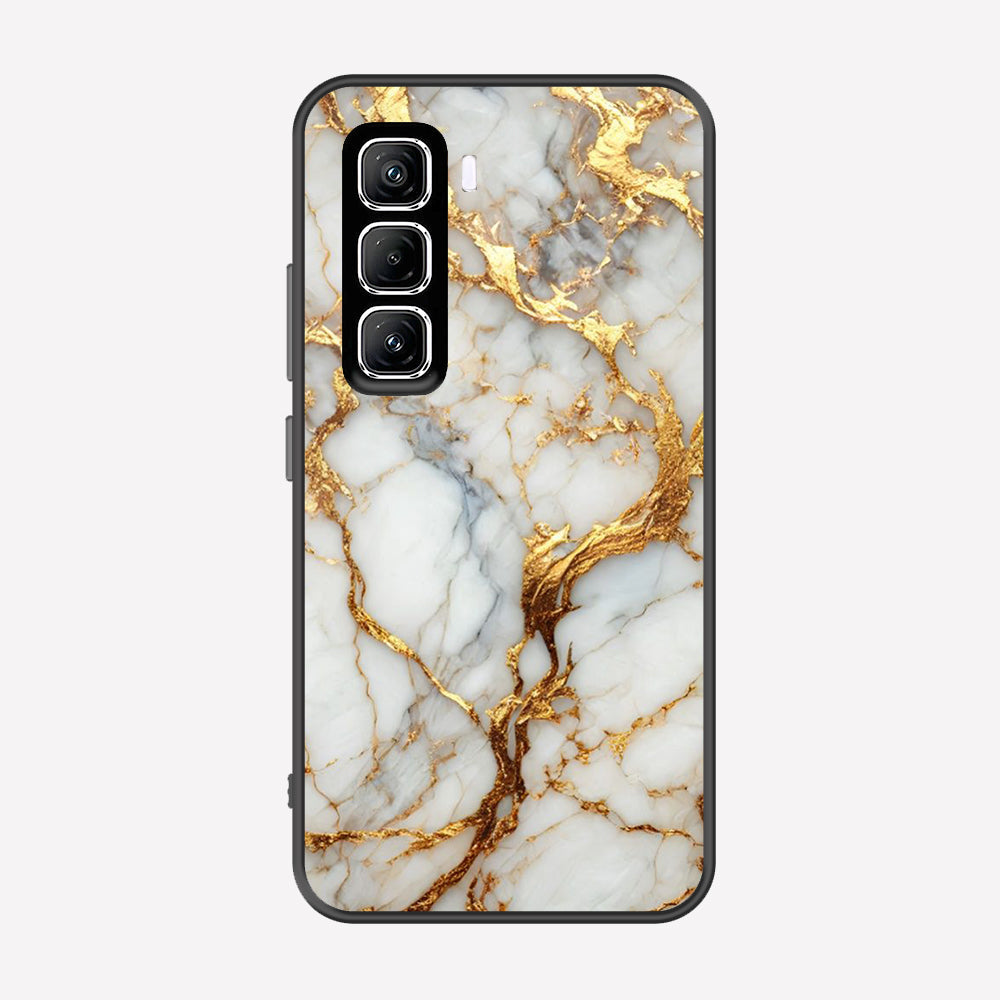 Infinix Hot 50 Pro Plus Cover - Luxury Gold Marble Series - Premium Printed Metal soft Bumper shock Proof Case