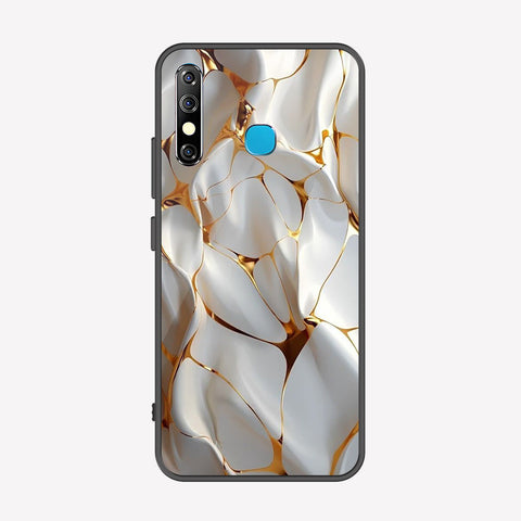 Tecno Spark 4 Cover - Luxury Gold Marble Series - Premium Printed Metal soft Bumper shock Proof Case