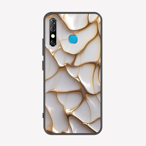 Tecno Spark 4 Cover - Luxury Gold Marble Series - Premium Printed Metal soft Bumper shock Proof Case