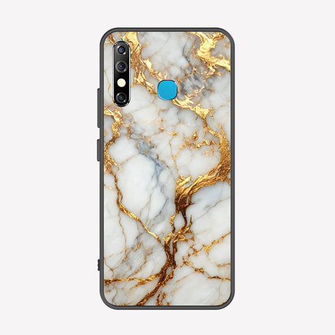 Tecno Spark 4 Cover - Luxury Gold Marble Series - Premium Printed Metal soft Bumper shock Proof Case