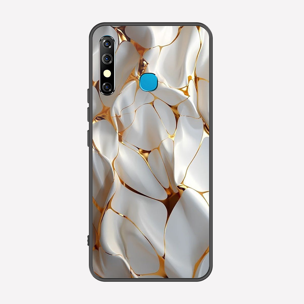 Tecno Spark 4 Cover - Luxury Gold Marble Series - Premium Printed Metal soft Bumper shock Proof Case