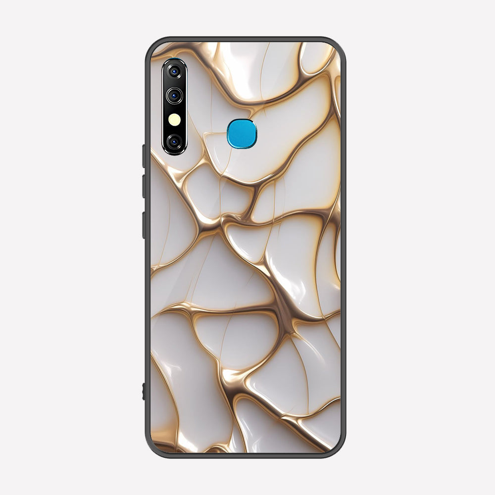 Tecno Spark 4 Cover - Luxury Gold Marble Series - Premium Printed Metal soft Bumper shock Proof Case