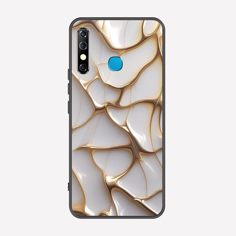 Tecno Spark 4 Cover - Luxury Gold Marble Series - Premium Printed Metal soft Bumper shock Proof Case
