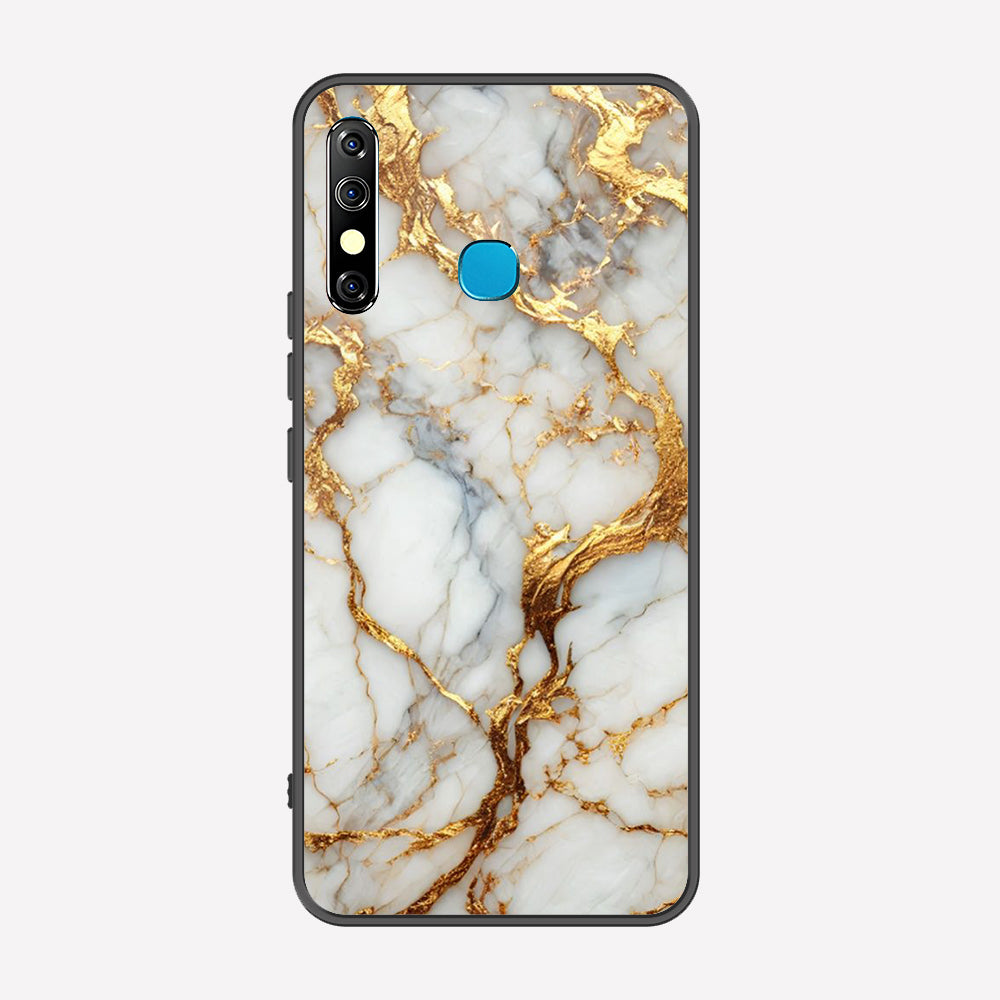 Tecno Spark 4 Cover - Luxury Gold Marble Series - Premium Printed Metal soft Bumper shock Proof Case