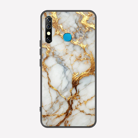 Tecno Spark 4 Cover - Luxury Gold Marble Series - Premium Printed Metal soft Bumper shock Proof Case