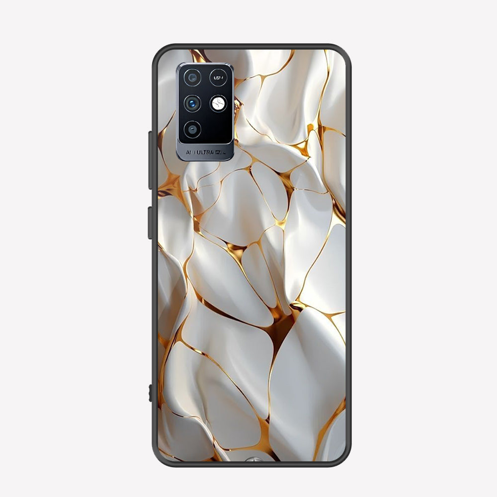 Infinix Note 10 Cover - Luxury Gold Marble Series - Premium Printed Metal soft Bumper shock Proof Case