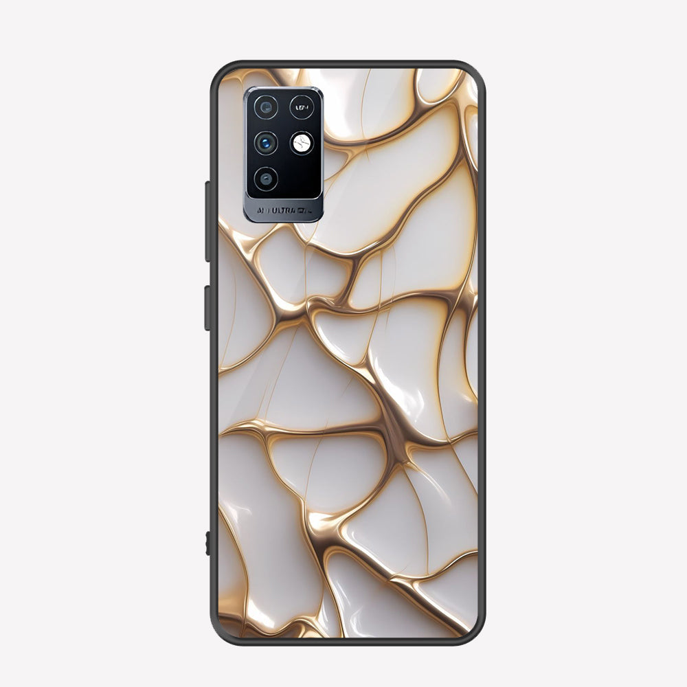 Infinix Note 10 Cover - Luxury Gold Marble Series - Premium Printed Metal soft Bumper shock Proof Case