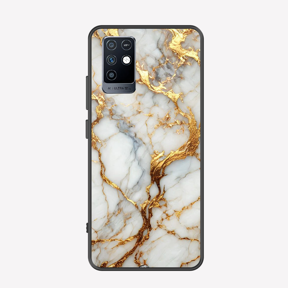 Infinix Note 10 Cover - Luxury Gold Marble Series - Premium Printed Metal soft Bumper shock Proof Case