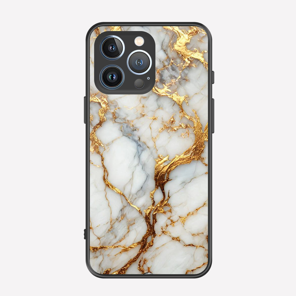 iPhone 13 Pro Max Cover - Luxury Gold Marble Series - Premium Printed Metal soft Bumper shock Proof Case