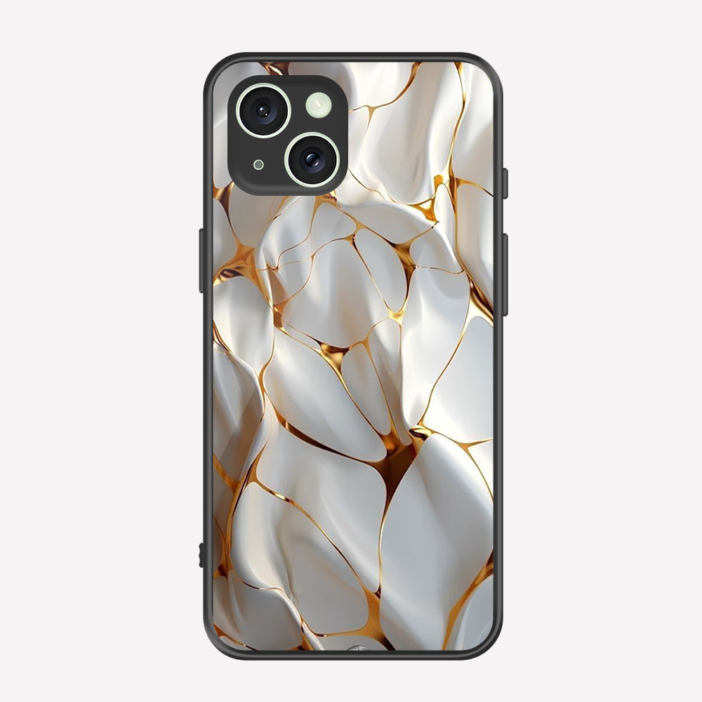 iPhone 15 Plus Cover - Luxury Gold Marble Series - Premium Printed Metal soft Bumper shock Proof Case