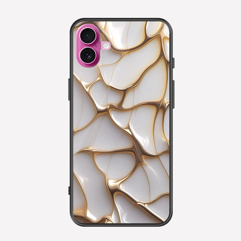 iPhone 16 Cover - Luxury Gold Marble Series - Premium Printed Metal soft Bumper shock Proof Case