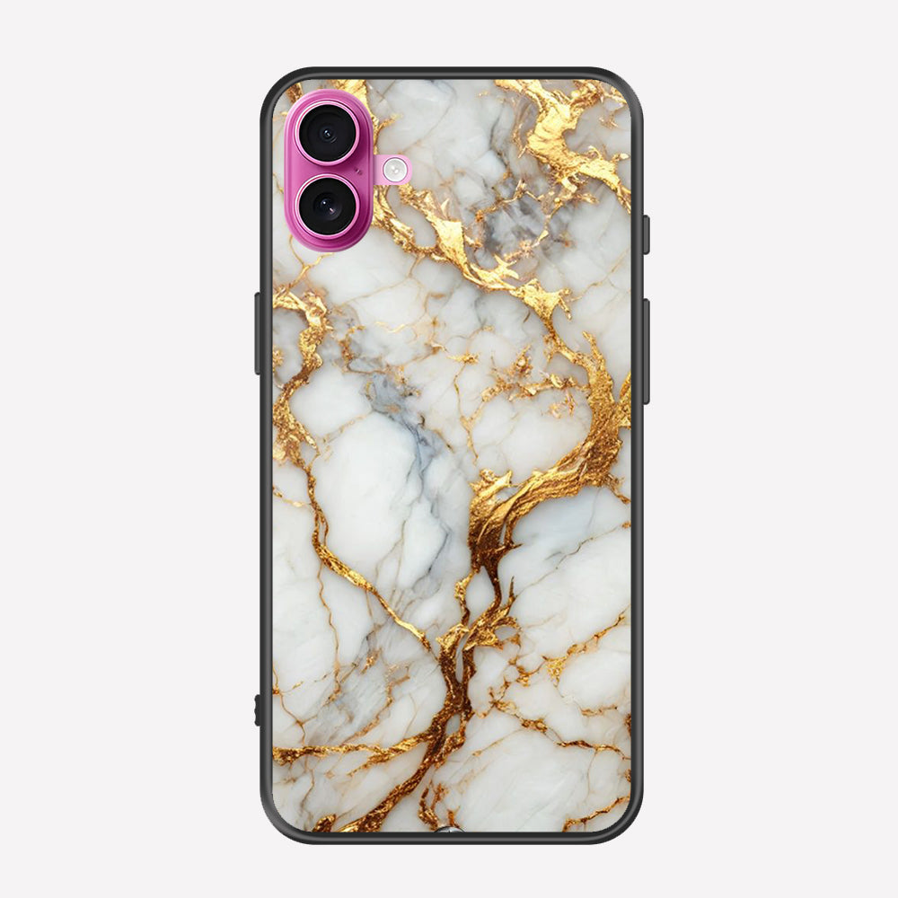 iPhone 16 Plus Cover - Luxury Gold Marble Series - Premium Printed Metal soft Bumper shock Proof Case