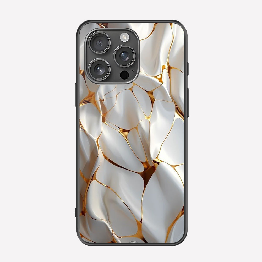 iPhone 16 Pro Max Cover - Luxury Gold Marble Series - Premium Printed Metal soft Bumper shock Proof Case