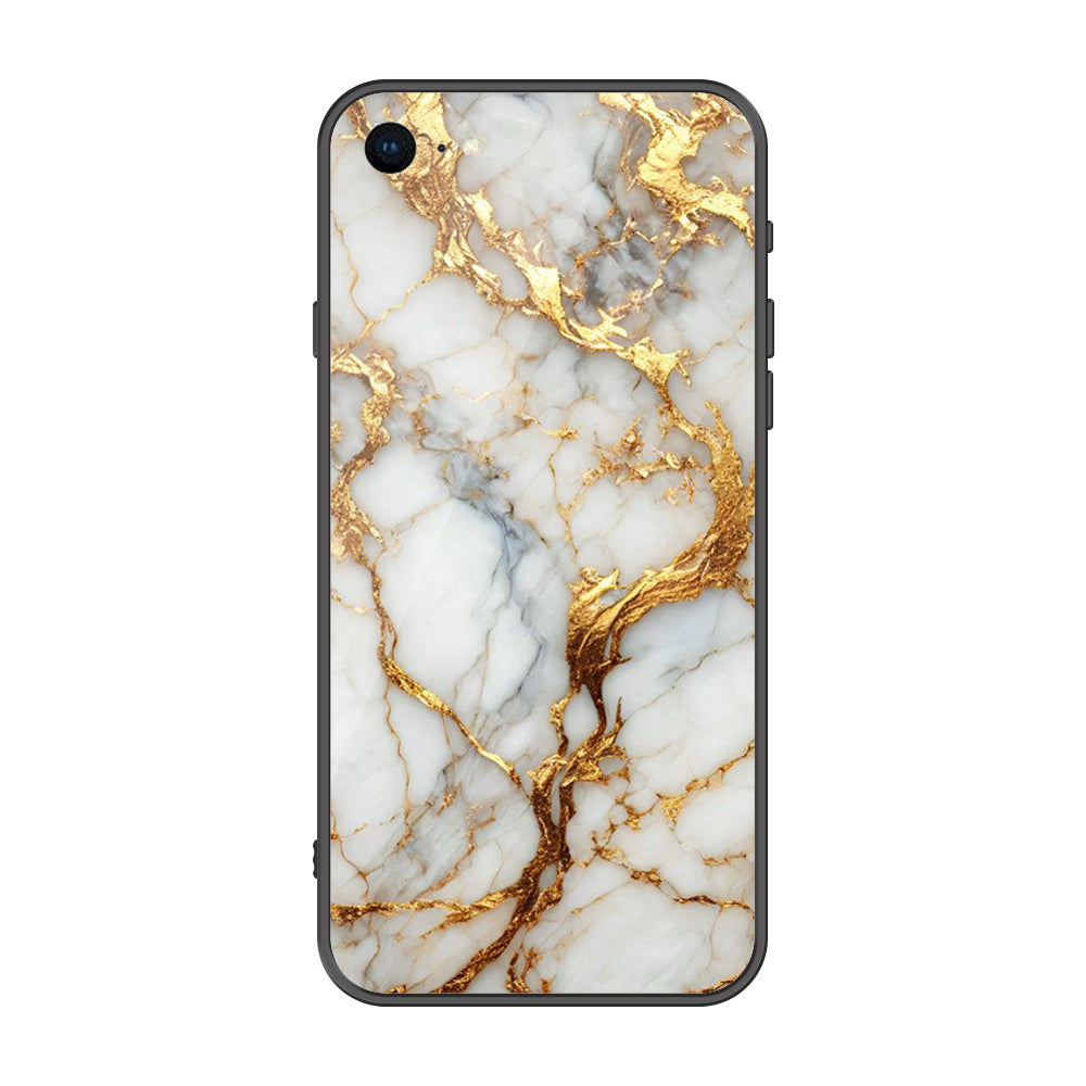 iPhone SE 2022 Cover - Luxury Gold Marble Series - Premium Printed Metal soft Bumper shock Proof Case