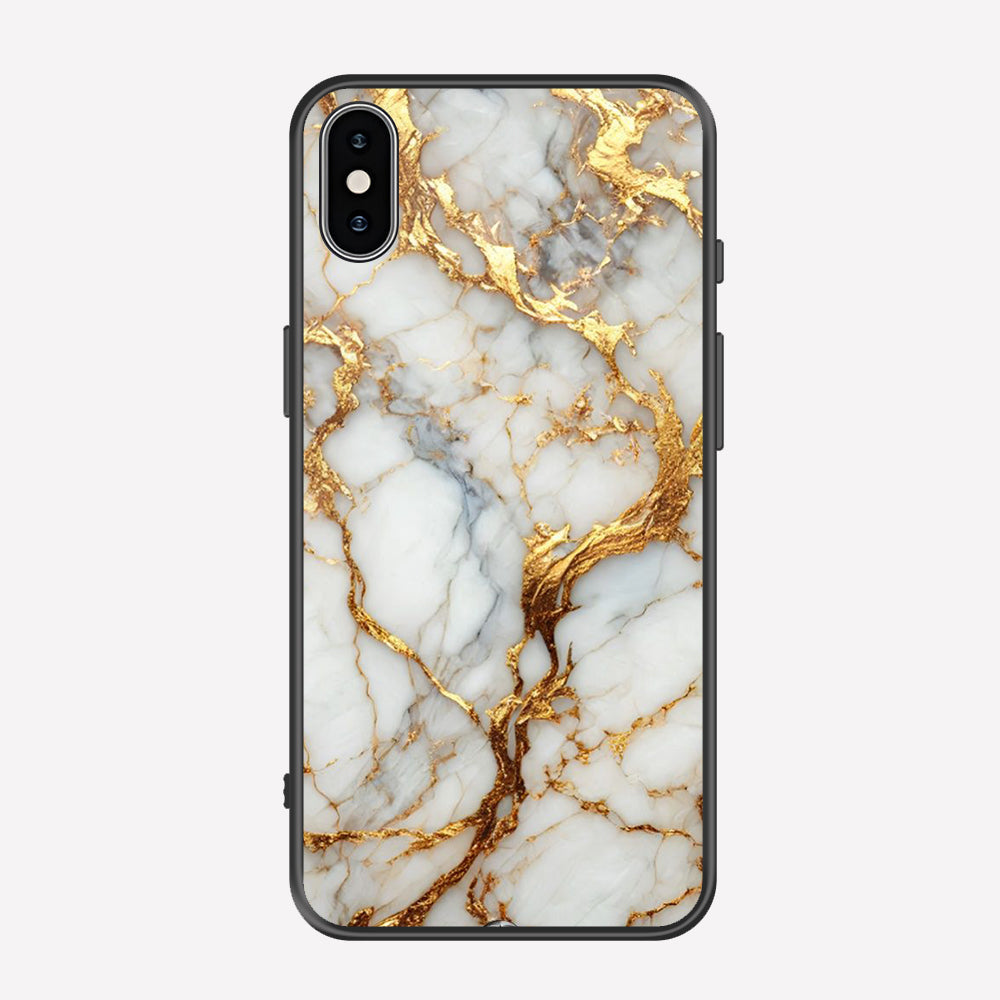 iPhone XS / X Cover - Luxury Gold Marble Series - Premium Printed Metal soft Bumper shock Proof Case