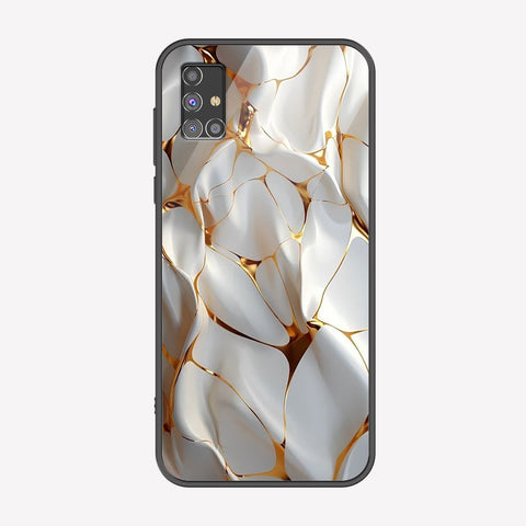 Samsung Galaxy M31s Cover - Luxury Gold Marble Series - Premium Printed Metal soft Bumper shock Proof Case