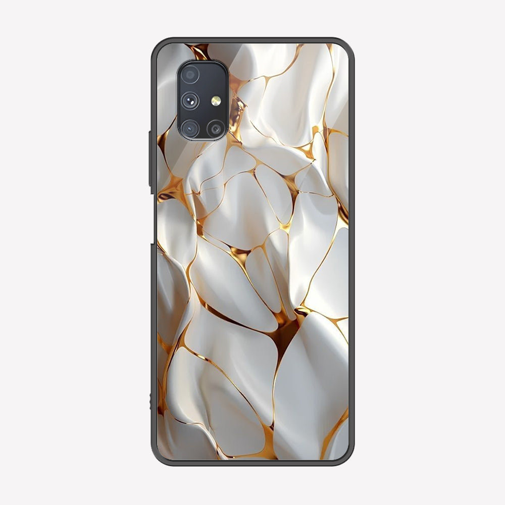 Samsung Galaxy M51 Cover - Luxury Gold Marble Series - Premium Printed Metal soft Bumper shock Proof Case
