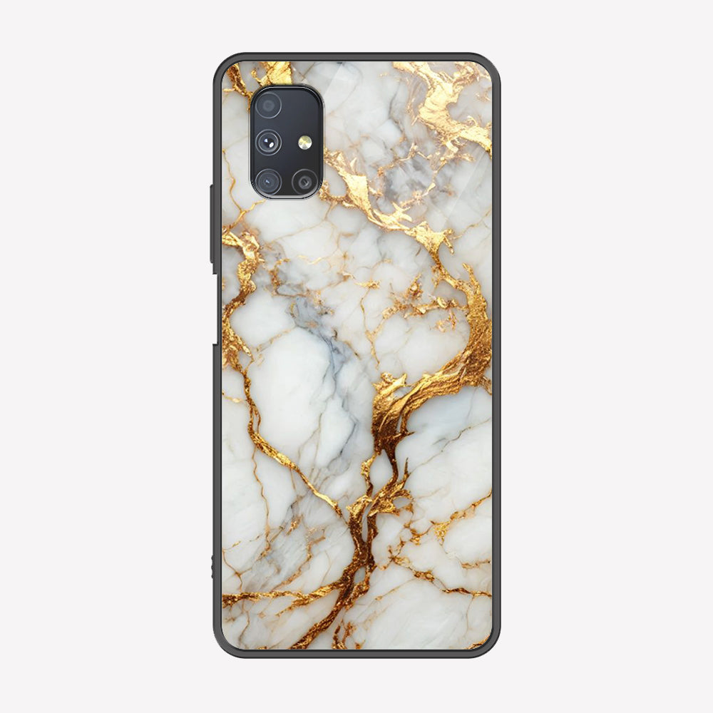 Samsung Galaxy M51 Cover - Luxury Gold Marble Series - Premium Printed Metal soft Bumper shock Proof Case
