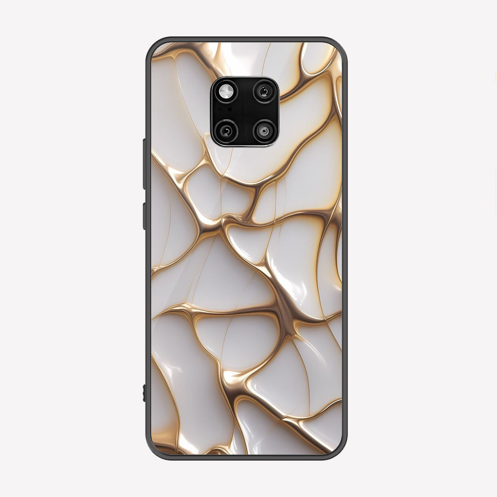 Huawei Mate 20 Pro Cover - Luxury Gold Marble Series - Premium Printed Metal soft Bumper shock Proof Case