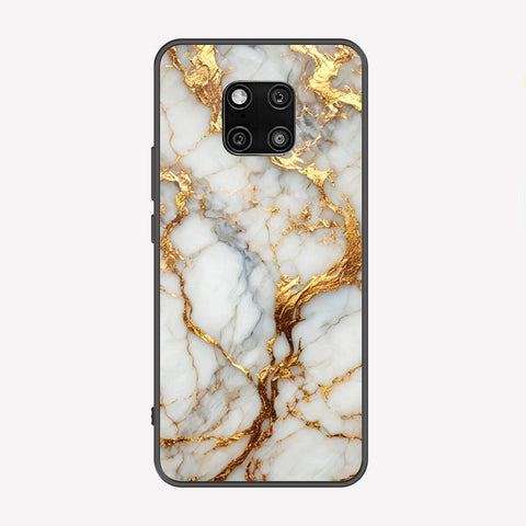 Huawei Mate 20 Pro Cover - Luxury Gold Marble Series - Premium Printed Metal soft Bumper shock Proof Case