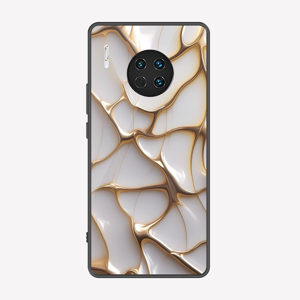 Huawei Mate 30 Cover - Luxury Gold Marble Series - Premium Printed Metal soft Bumper shock Proof Case