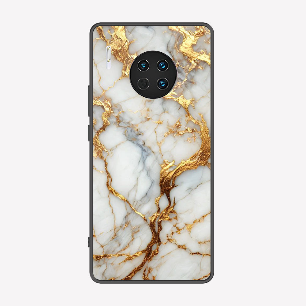 Huawei Mate 30 Cover - Luxury Gold Marble Series - Premium Printed Metal soft Bumper shock Proof Case