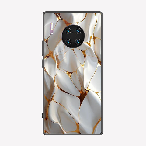 Huawei Mate 30 Pro Cover - Luxury Gold Marble Series - Premium Printed Metal soft Bumper shock Proof Case