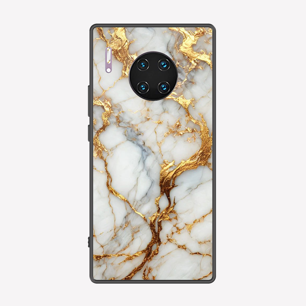 Huawei Mate 30 Pro Cover - Luxury Gold Marble Series - Premium Printed Metal soft Bumper shock Proof Case